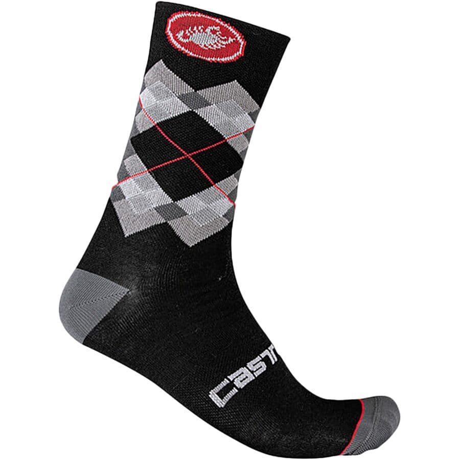 Castelli - Rombo 18 Sock - Black/Dark Gray/Red