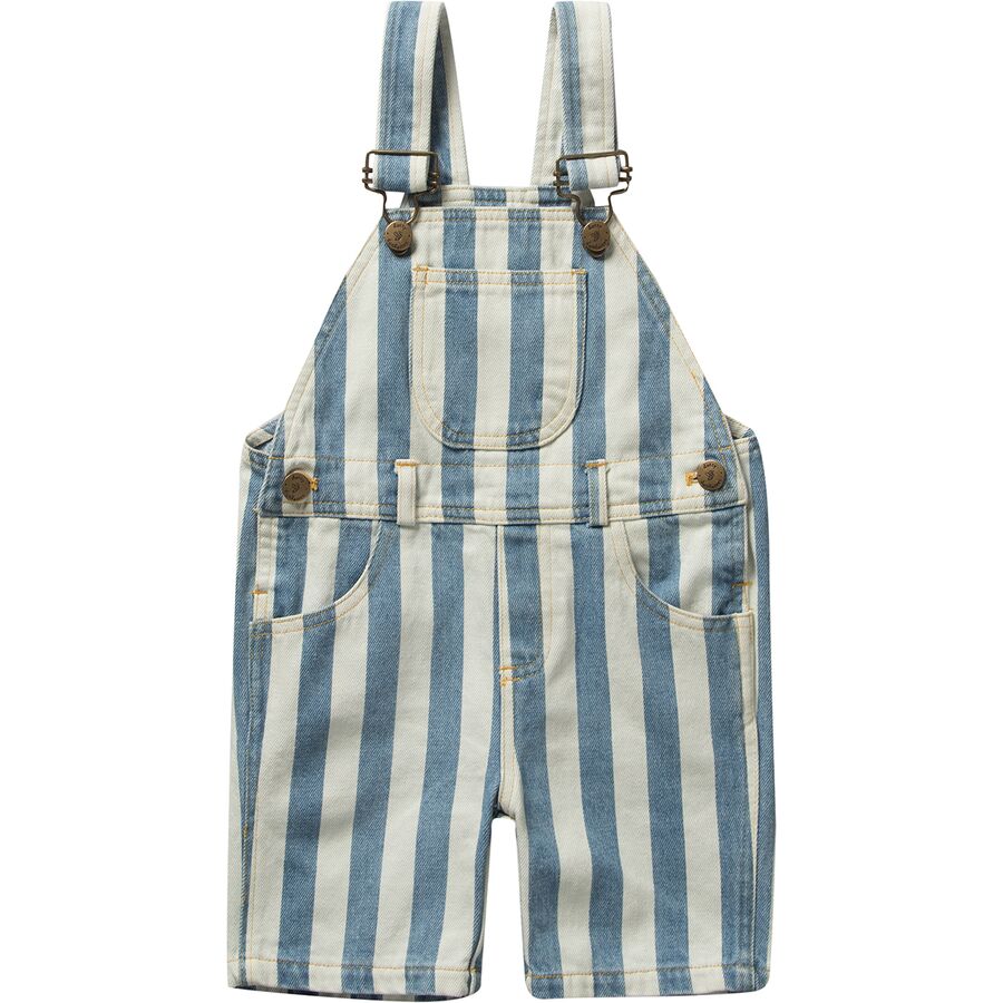 Faded Stonewash Stripe Short Overalls - Toddlers'