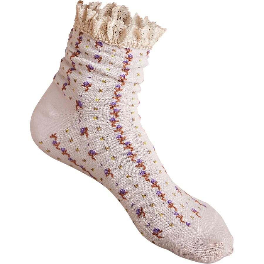 Rosebud Waffle Knit Ankle Sock - Women's