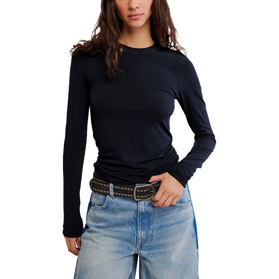 Женский топ Free People So Soft Seamless Long-Sleeve, цвет: Чёрный