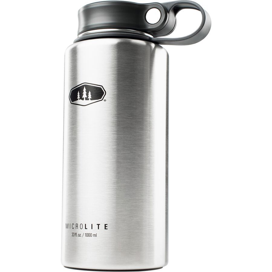 GSI Outdoors MicroLite 1000 Twist Vacuum Insulated Water Bottle - 33 Fl.oz Stainless Steel, Keeps Hot/Cold For Hours, Black