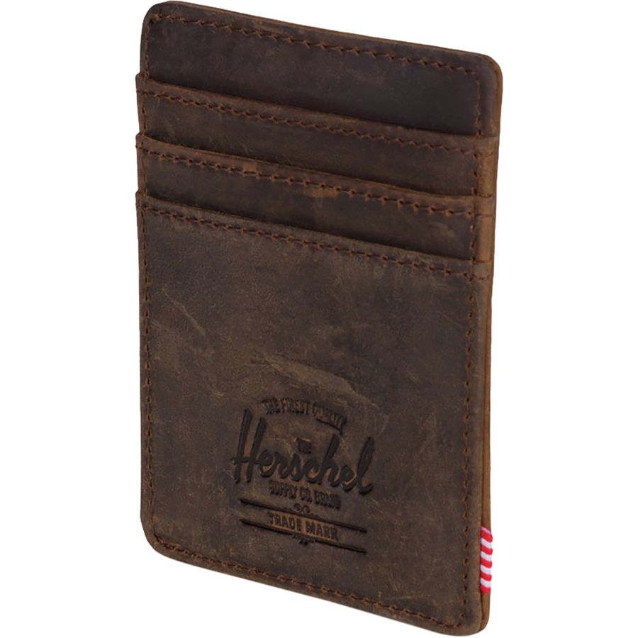 Herschel Supply Raven Leather RFID Card Holder Wallet Men's