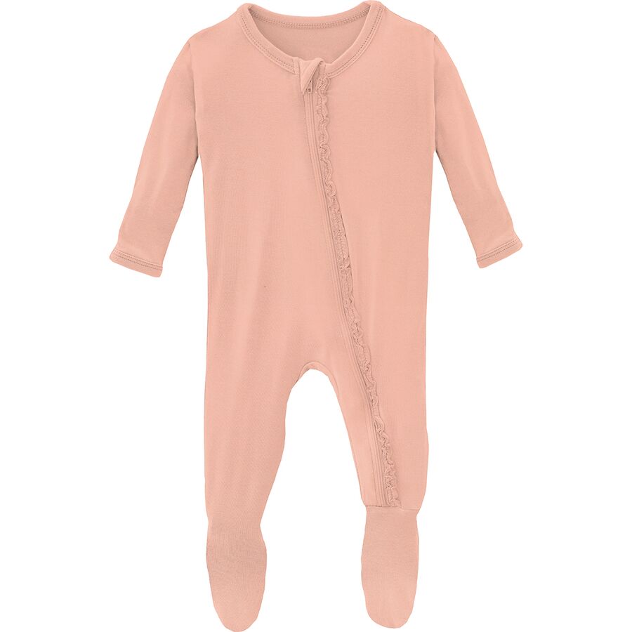 Solid Muffin Ruffle Zippered Footie Pajamas - Infant Girls'