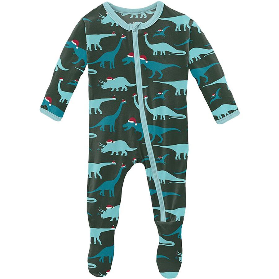 Kickee Pants Footie Zipper Pajama Santa Dinos Infants' Kids