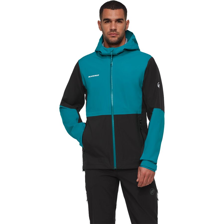 Мужская куртка Mammut Linard Guide HS Hooded, цвет: Чёрный / Бирюзовый