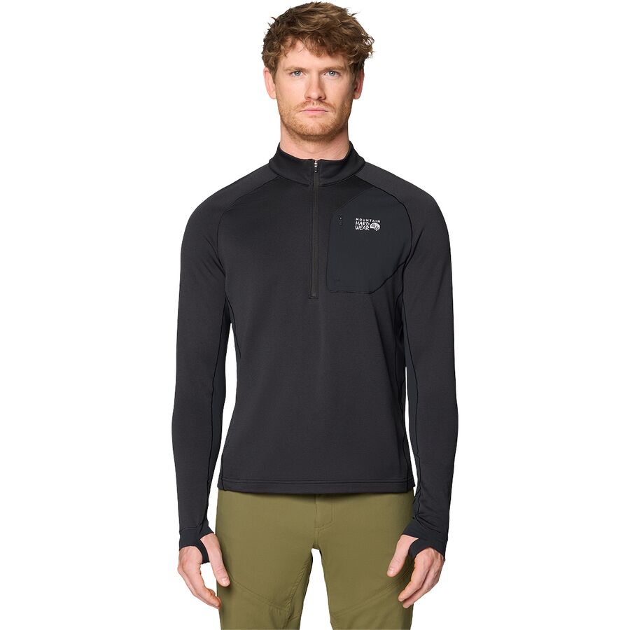 Мужской свитер Mountain Hardwear Up First Tech Fleece 1/4-Zip Pullover, цвет: Чёрный