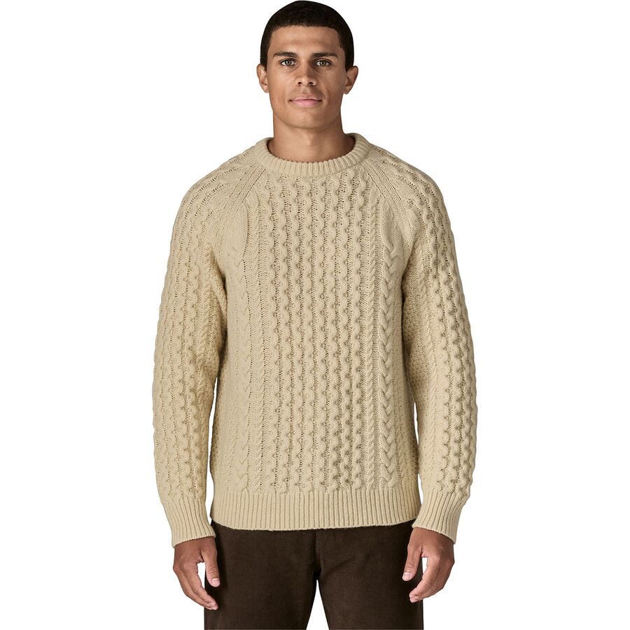 Recycled Wool-Blend Cable Knit Crewneck Sweater - Men's