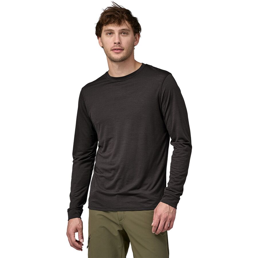Мужская рубашка Patagonia Capilene Cool Merino Blend Long-Sleeve, цвет: Чёрный