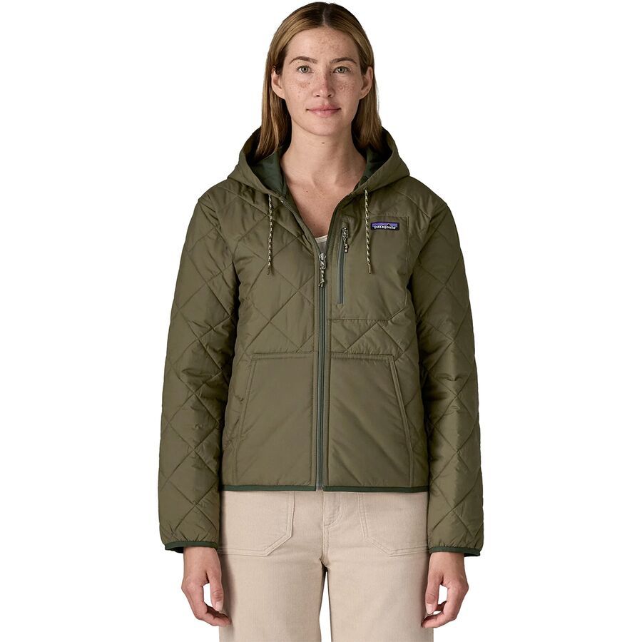 Diamond Quilted Bomber Hooded Jacket - Women's