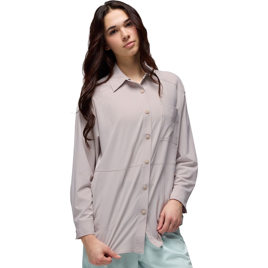 Женская рубашка prAna Railay Oversized Button Down, цвет: Миндальный