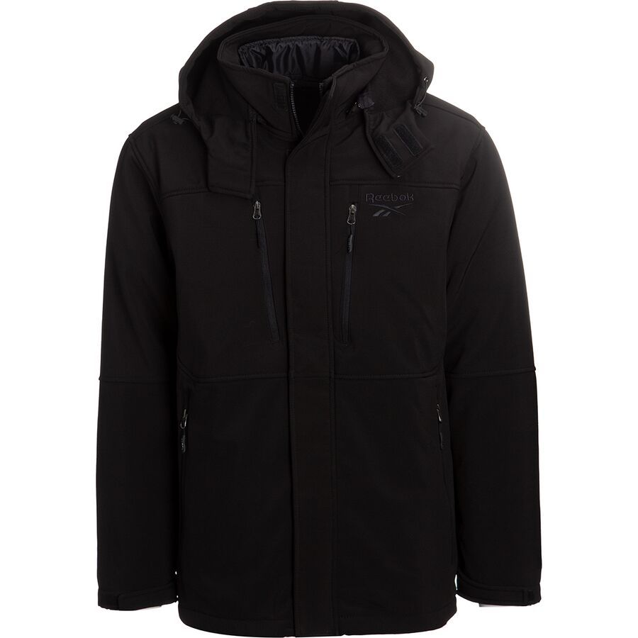 reebok men's hooded softshell jacket