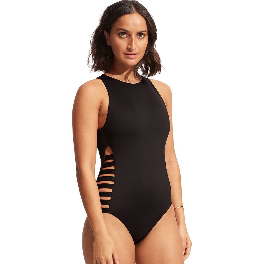 Active Multi Strap High Neck Maillot Swimsuit - Women's