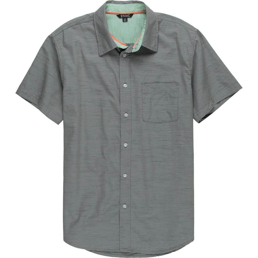 Nep Solid Woven Short-Sleeve Button-Up Shirt - Men's