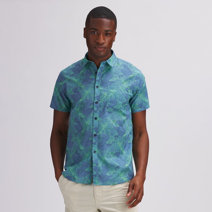 Hawaiian Print Short-Sleeve Button-Down Shirt - Men's