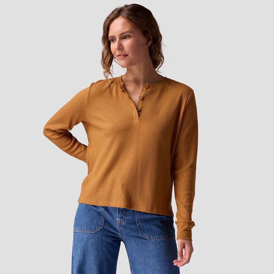 Wicking Waffle Long-Sleeve Henley - Women's