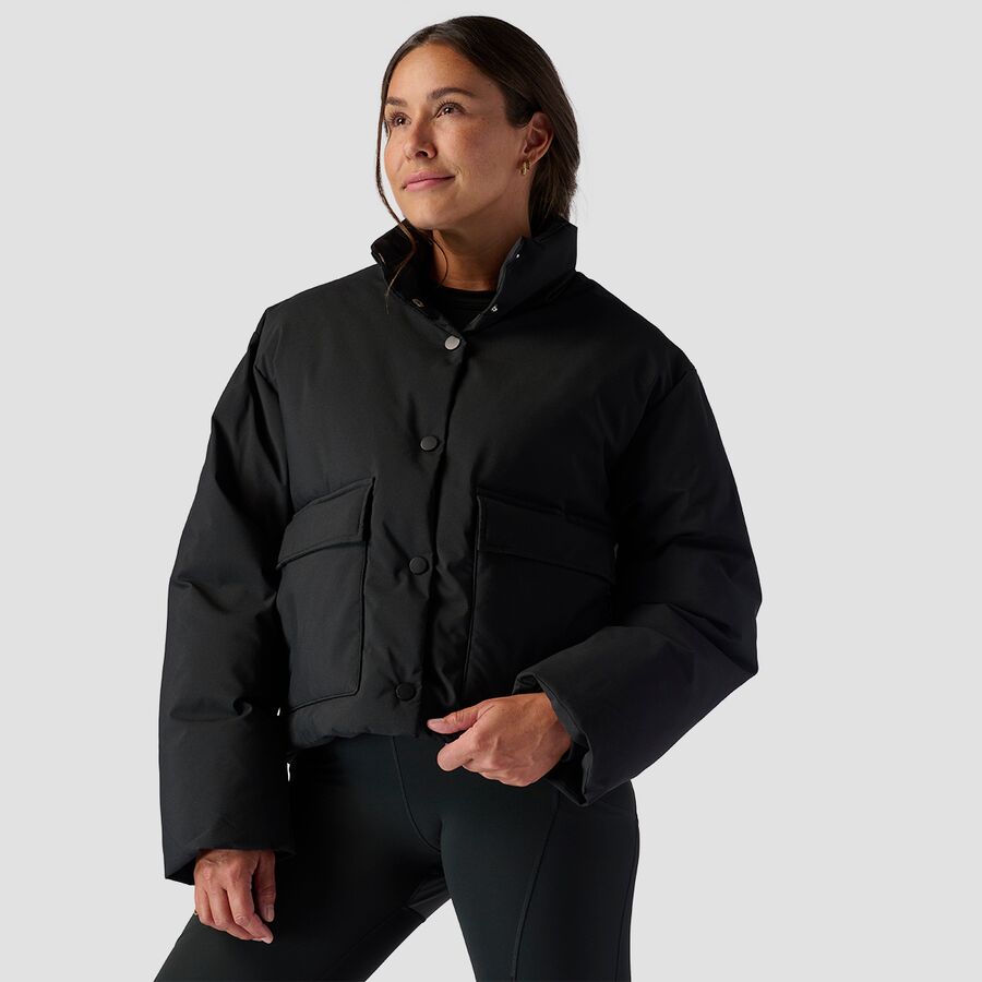 Cropped Boxy Snap Front Puffer - Women's