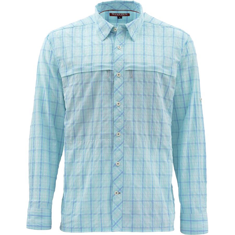 Chemise De Pêche Simms Stone Cold LS – Bleu à Carreaux, UPF 30, XXL (Neuf)