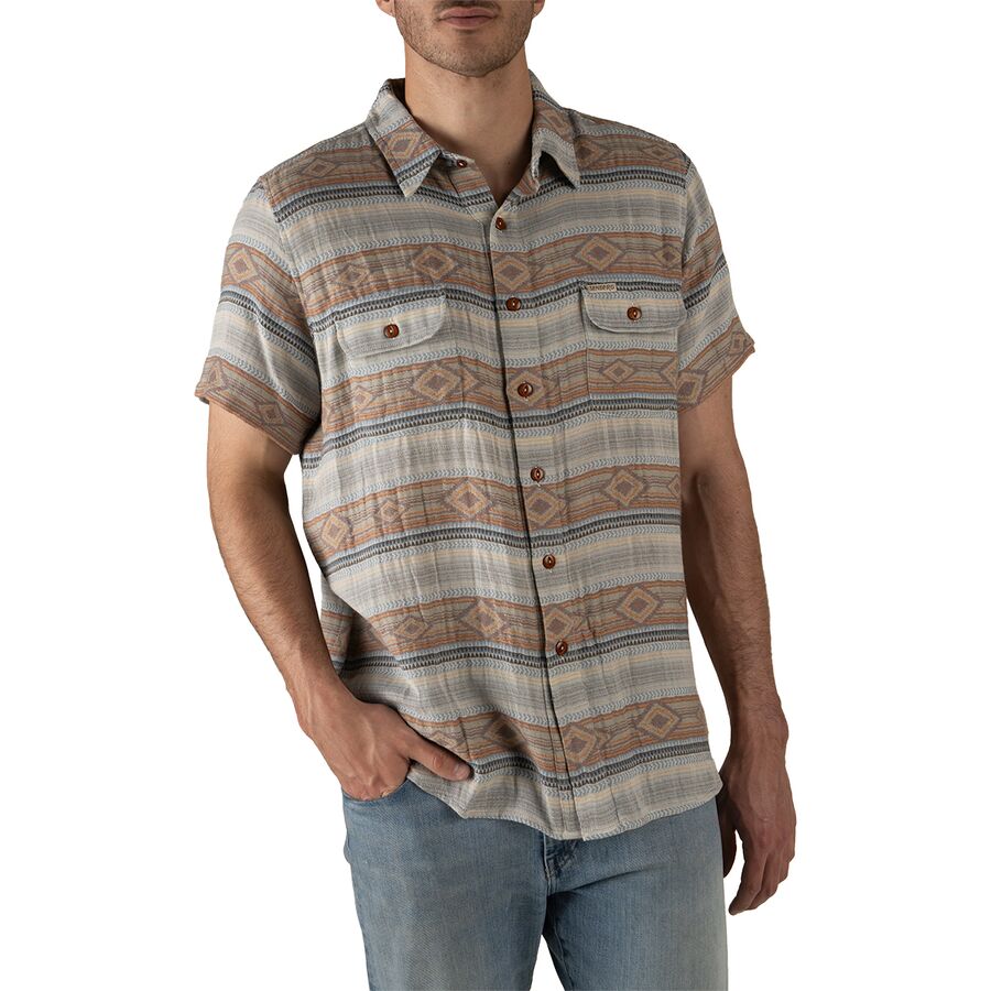 Мужская рубашка Sendero Provisions Co. Boquillas Short-Sleeve, цвет: Полосатый / Коричневый