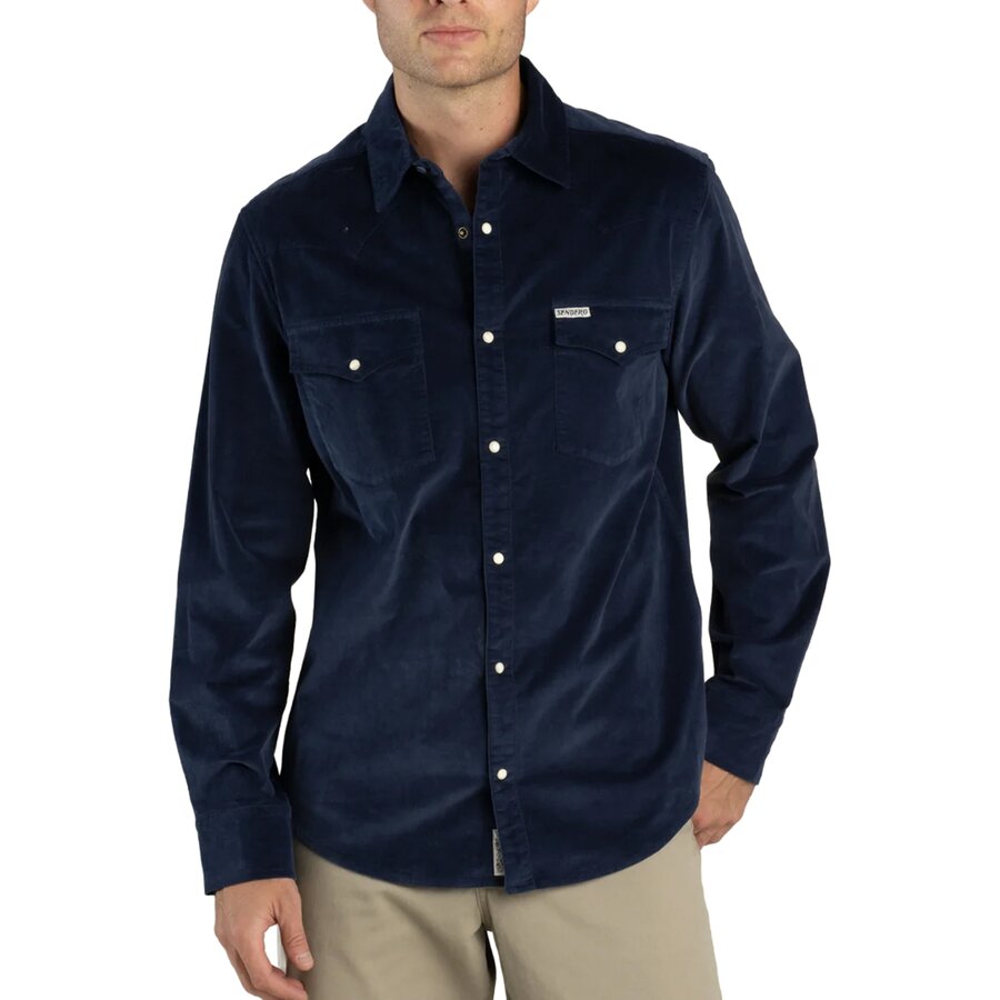 Мужская рубашка Sendero Provisions Co. Wyatt Pearl Snap Long-Sleeve Corduroy, цвет: Тёмно-синий