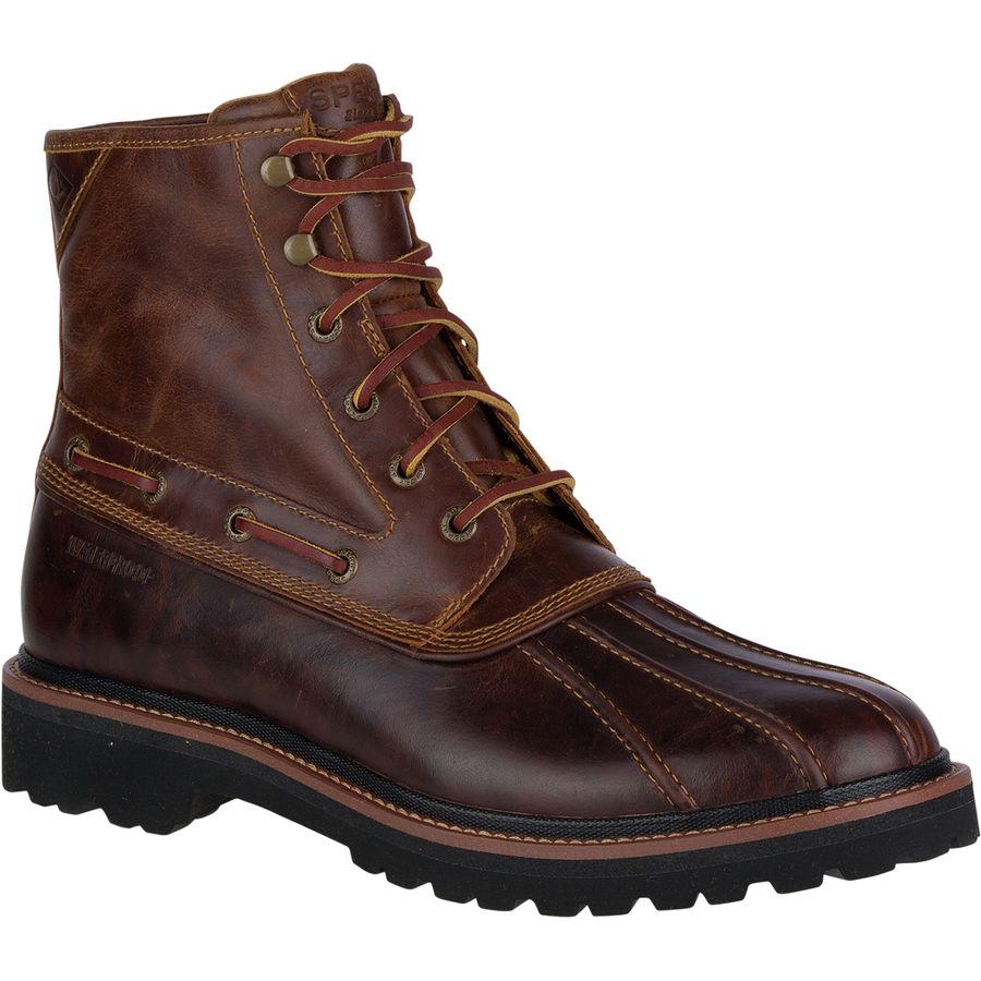 sperry brown and tan gold cup lug duck boots
