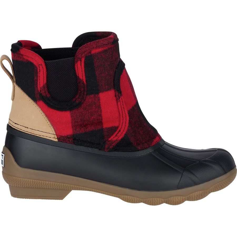 red and black plaid sperry duck boots