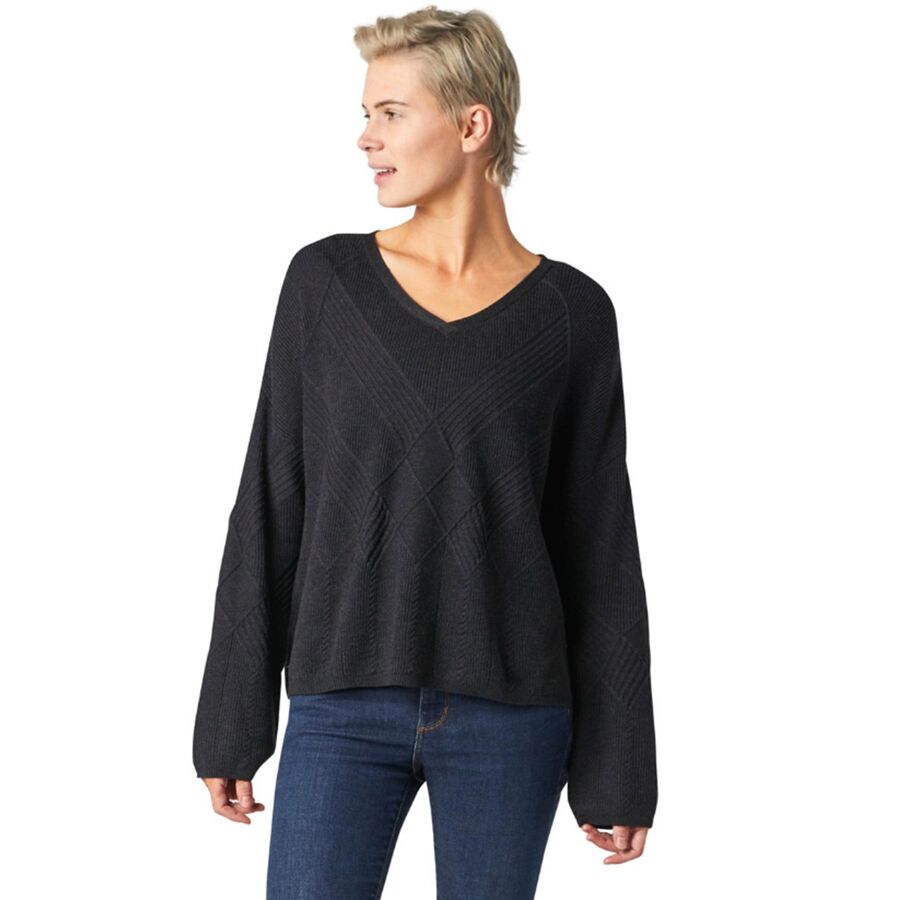 Wool Blend V-Neck Women Sweater With Detachable Scarf