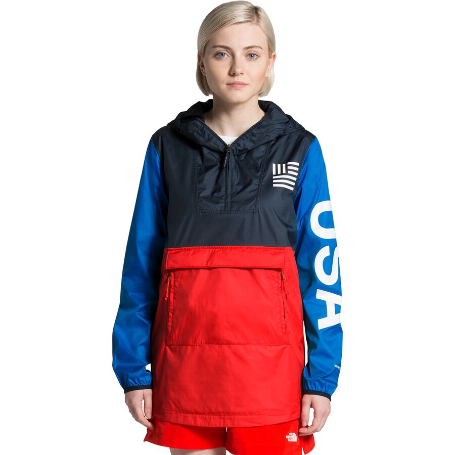 The North Face - International Collection Anorak Pullover - Women's - Fiery Red/Aviator Blue/Hero Blue