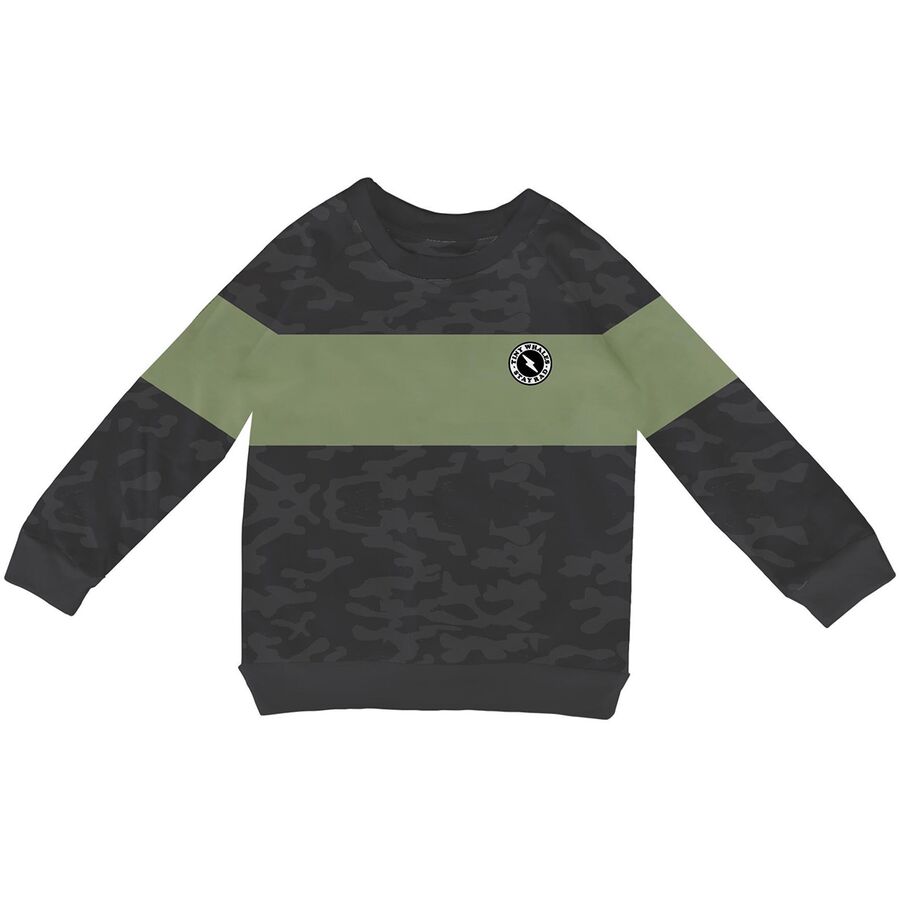 Tiny Whales - Good Vibes Army Sweatshirt - Boys' - Black Camo/Army