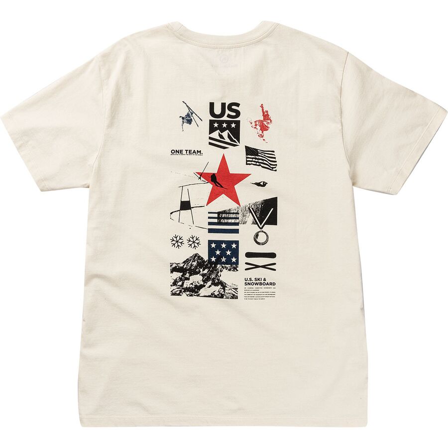 U.S.A. Ski Team Skull & Cross Poles T-Shirt – Men's Black, 100% Cotton, Size XS