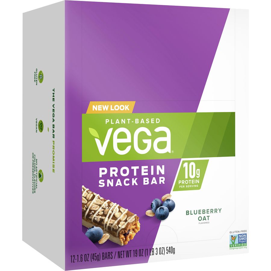 Vega Nutrition - Protein Snack Bar - Box of 12 - Blueberry Oat