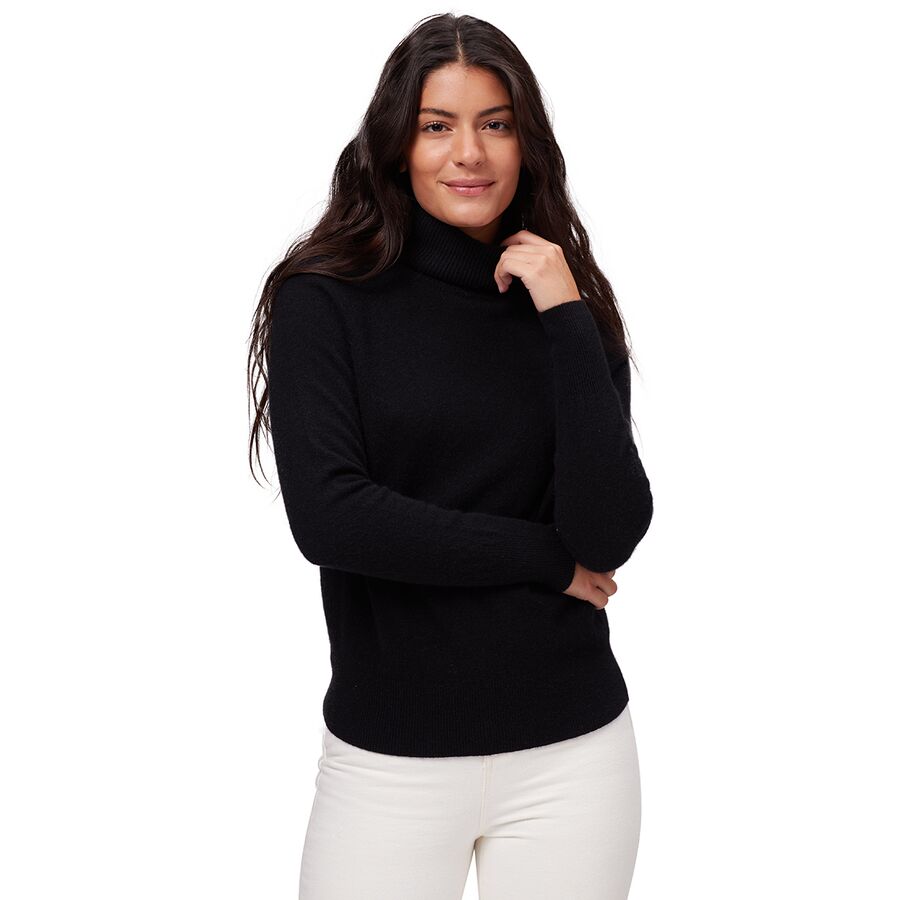 Cashmere Ribbed Trim Standneck Sweater - Women's