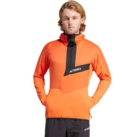 Adidas TERREX - Techrock Ultralight 1/2-Zip Hooded Fleece Jacket - Men's - Semi Impact Orange