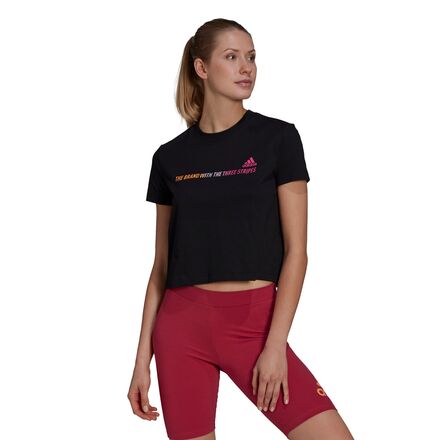 Adidas - Gradient Logo Cropped T-Shirt - Women's - Black