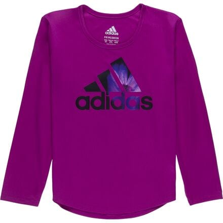 Adidas - Poly Graphic Long-Sleeve Scoop Neck T-Shirt - Toddler Girls' - Sonic Fuchsia