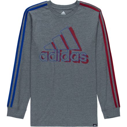 Adidas - Split 3-Stripes Long-Sleeve Heather T-Shirt - Boys'