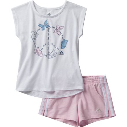 Adidas - Cotton French Terry Short Set - Infant Girls' - White/Light Pink