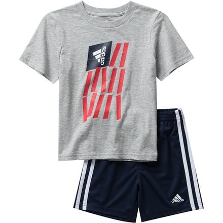 Adidas - Cotton Graphic Tee Short Set - Infant Boys' - Medium Grey Heather