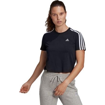 Adidas - 3 Stripe Crop T-Shirt - Women's - Black/White