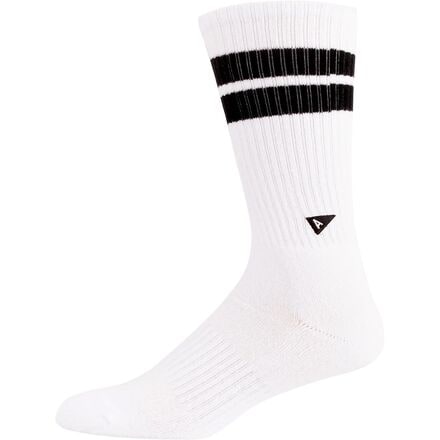 Arvin Goods - Crew Sock Long - Retro Stripe - White/Black