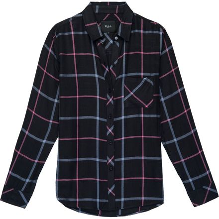 Rails - Hunter Black/Aqua/Pink Long-Sleeve Button Up - Women's