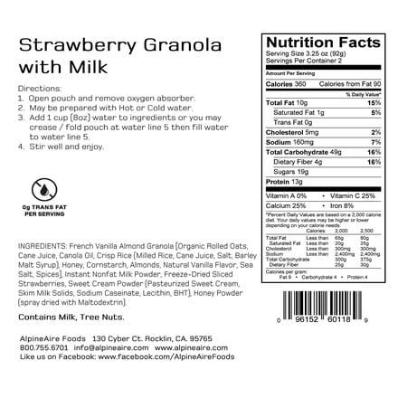 AlpineAire - Strawberry Granola with Milk