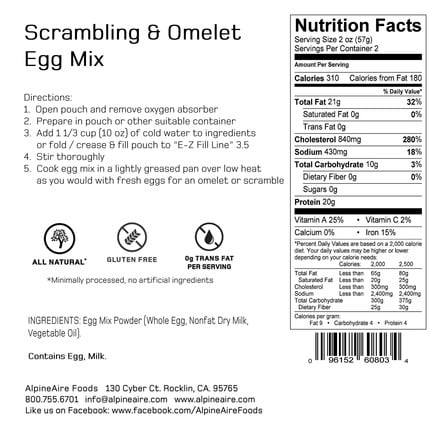 AlpineAire - Scrambling and Omelet Egg Mix