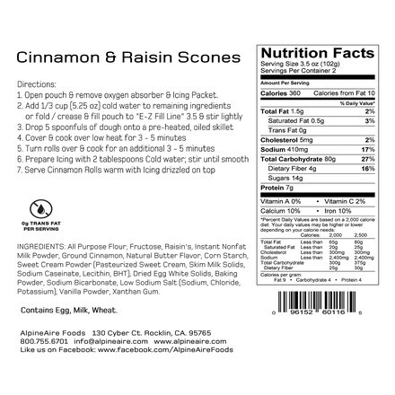 AlpineAire - Cinnamon and Raisin Scones