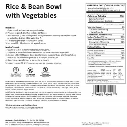AlpineAire - Rice and Beans Bowl with Vegetables