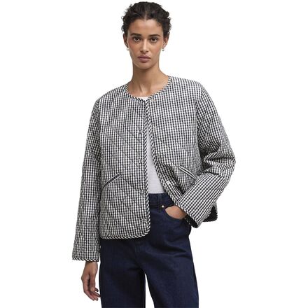 Cashel Check Collarless Quilted Jacket - Women's