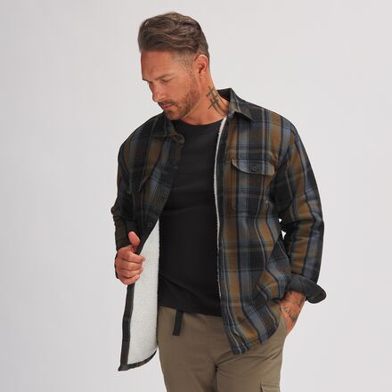 Backcountry - Flannel Sherpa Lined Shirt Jacket - Men's - Black Plaid