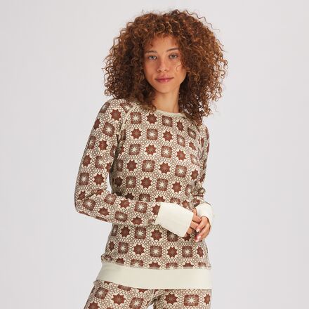 Backcountry - Spruces Mid-Weight Merino Printed Baselayer Crew - Women's - Cold Brew Print