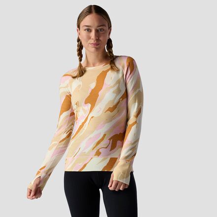 Backcountry - Spruces Mid-Weight Merino Printed Baselayer Crew - Women's - Soft Camo