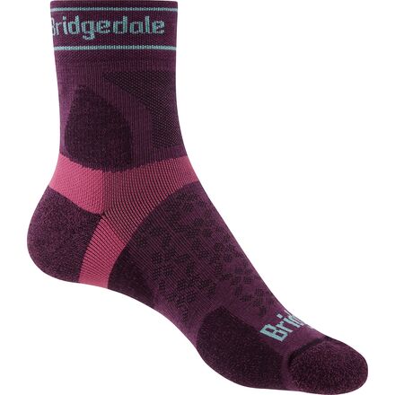 Bridgedale - Trail Run UL T2 Merino Performance 3/4 Crew Sock - Women's - Charcoal/Purple