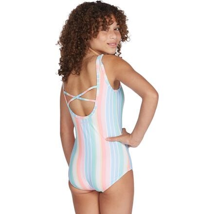 Billabong - Stoked On Stripes Scroop Back One-Piece Swimsuit - Girls'